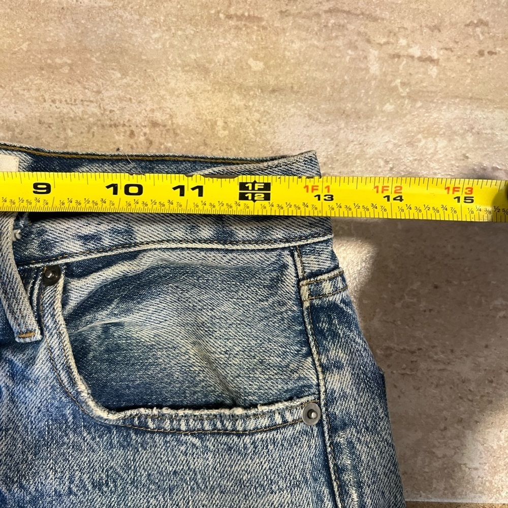 FRAME Le Original Distressed Straight Leg Jeans in Cascade Blue Rips-SZ 24 - Picture 8 of 15